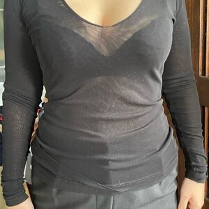 Sandwich Sheer Black Long Sleeve Top